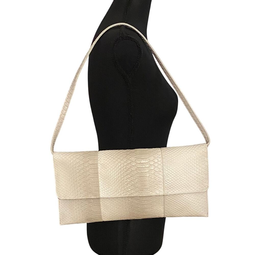 Jessica McClintock Cream Textured Shoulder Bag